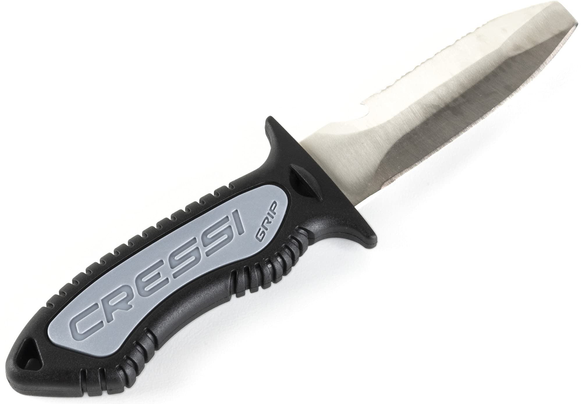 Cressi Grip Blunt Tip Knife Cuchillo de Buceo, Negro/Plateado, 17.50 cm
