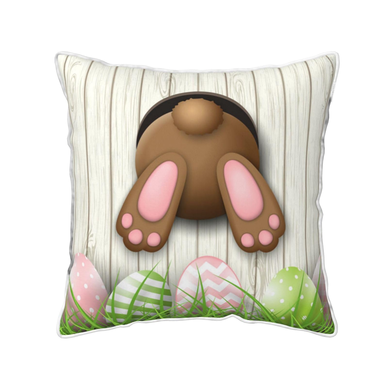 FZGGWYHL Easter Bunny Wooden Hole printed Velvet Throw Pillow Cover Pillowcase