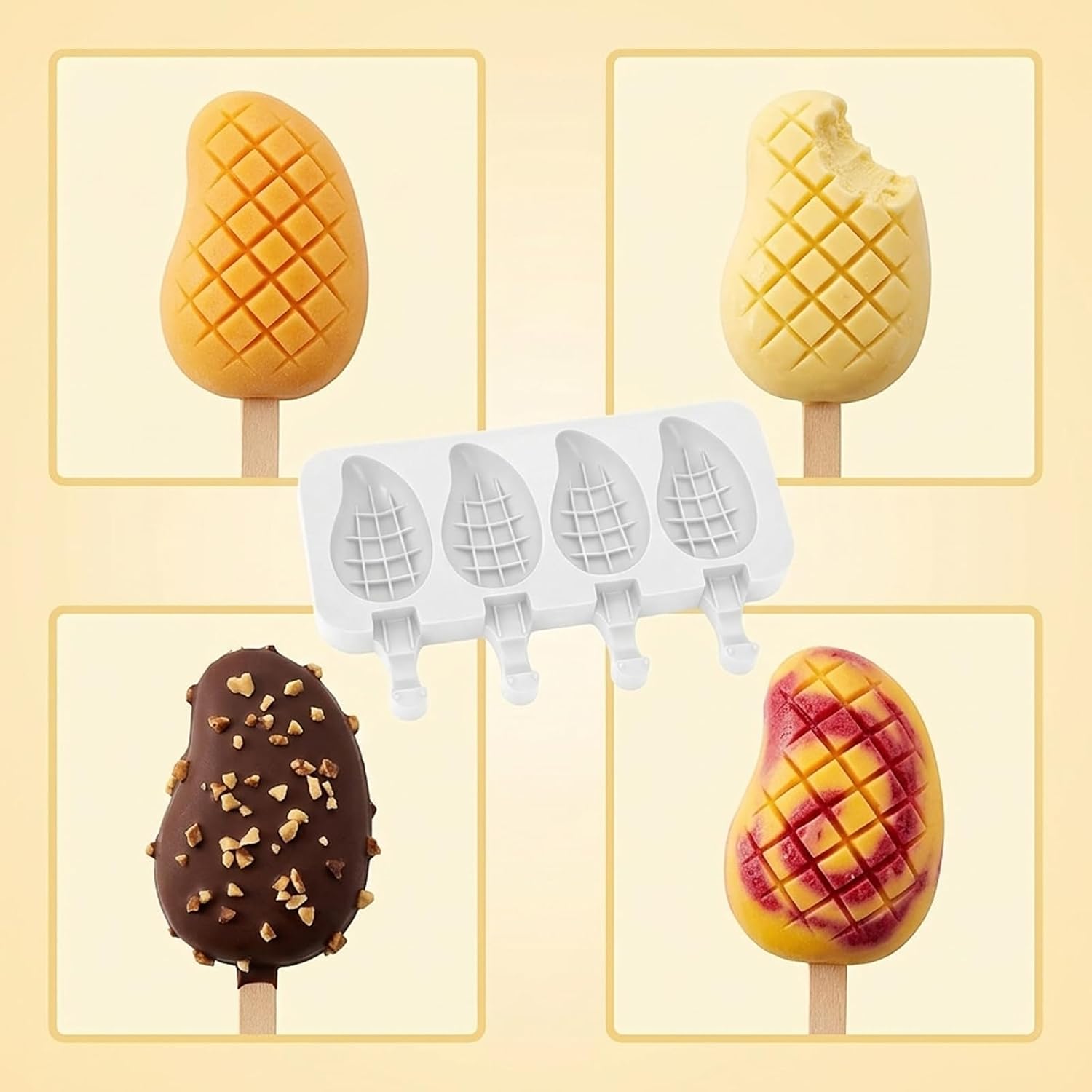 Mango Mold, Cakesicle Mold for Baking, Ice Cream Molds for Ice Cream and Chocolate, Easy Release Design, Ideal for Home Kitchen Use