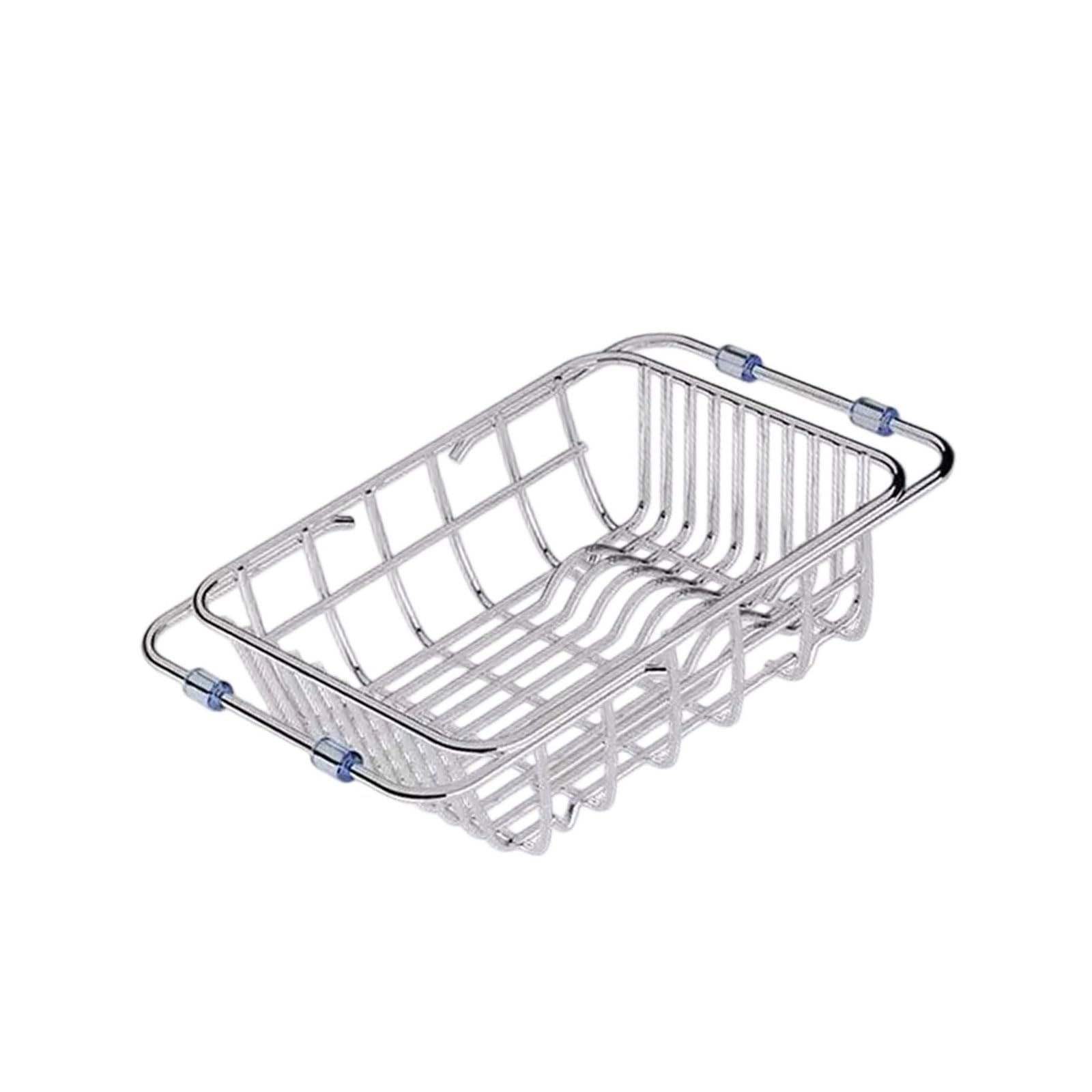 Shurhome 304 Rustless Extendable Kitchen Sink Draining Basket Modifiable Size Permanent for Dishwashing Vegetables Kitchen Sink Collapsing Drying Rack