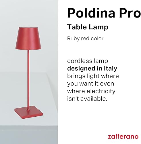 Miniatura 2 de Zafferano Poldina Pro - Lámpara de mesa (rojo rubí) de encendidoapagado, regulable táctil, inalámbrica, interiorexterior, LED, base de carga de