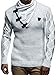 Produktbild Leif Nelson Herren Strick-Pullover Schalkragen Slim Fit Winter Sommer Moderner Männer schwarzer Pulli T-Shirt Langarm mit Kragen Herren Hoodie-Wollpullover 5195 Ecru-Grau Large