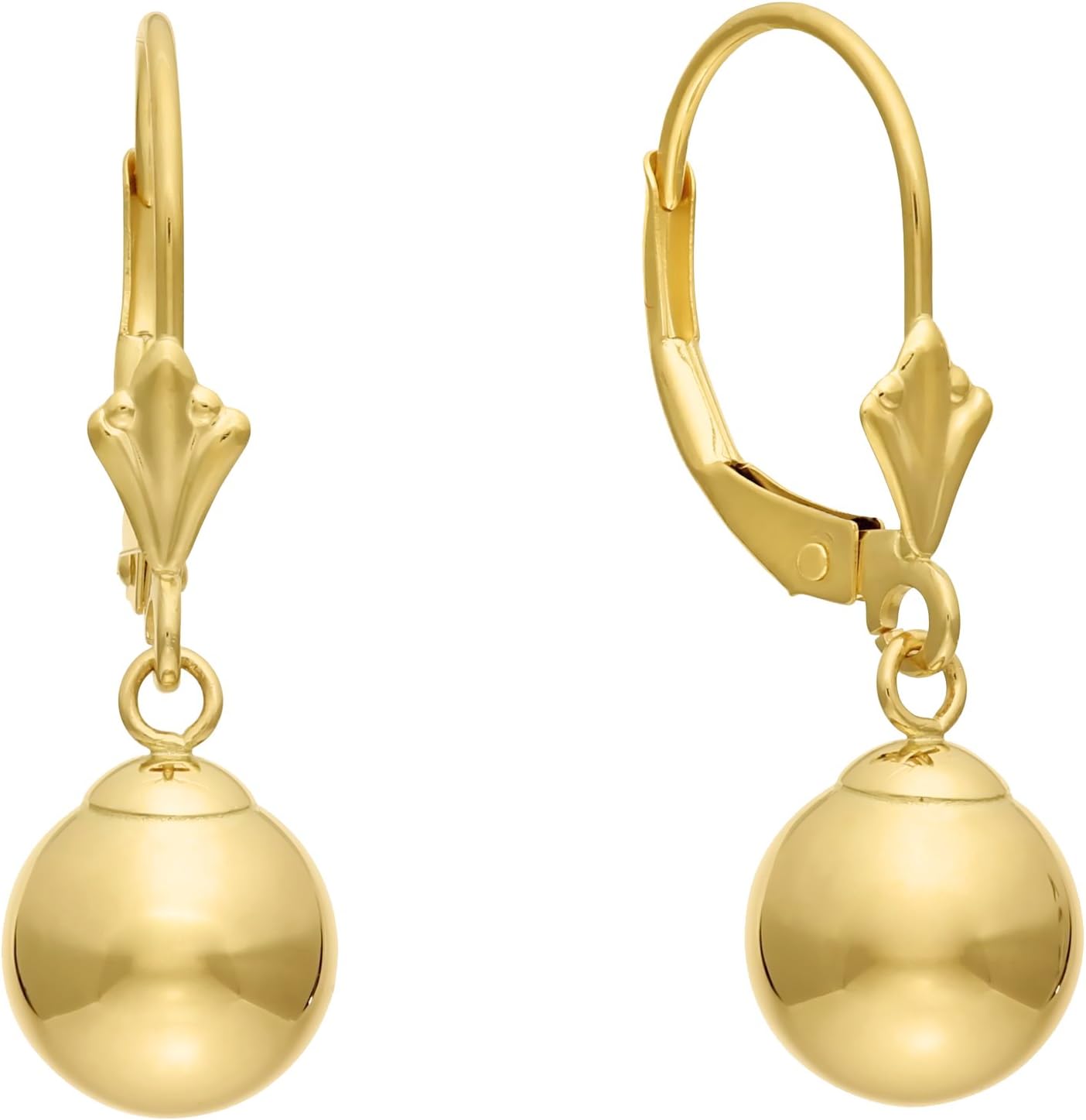 14k Gold Ball Drop Earrings with Leverback