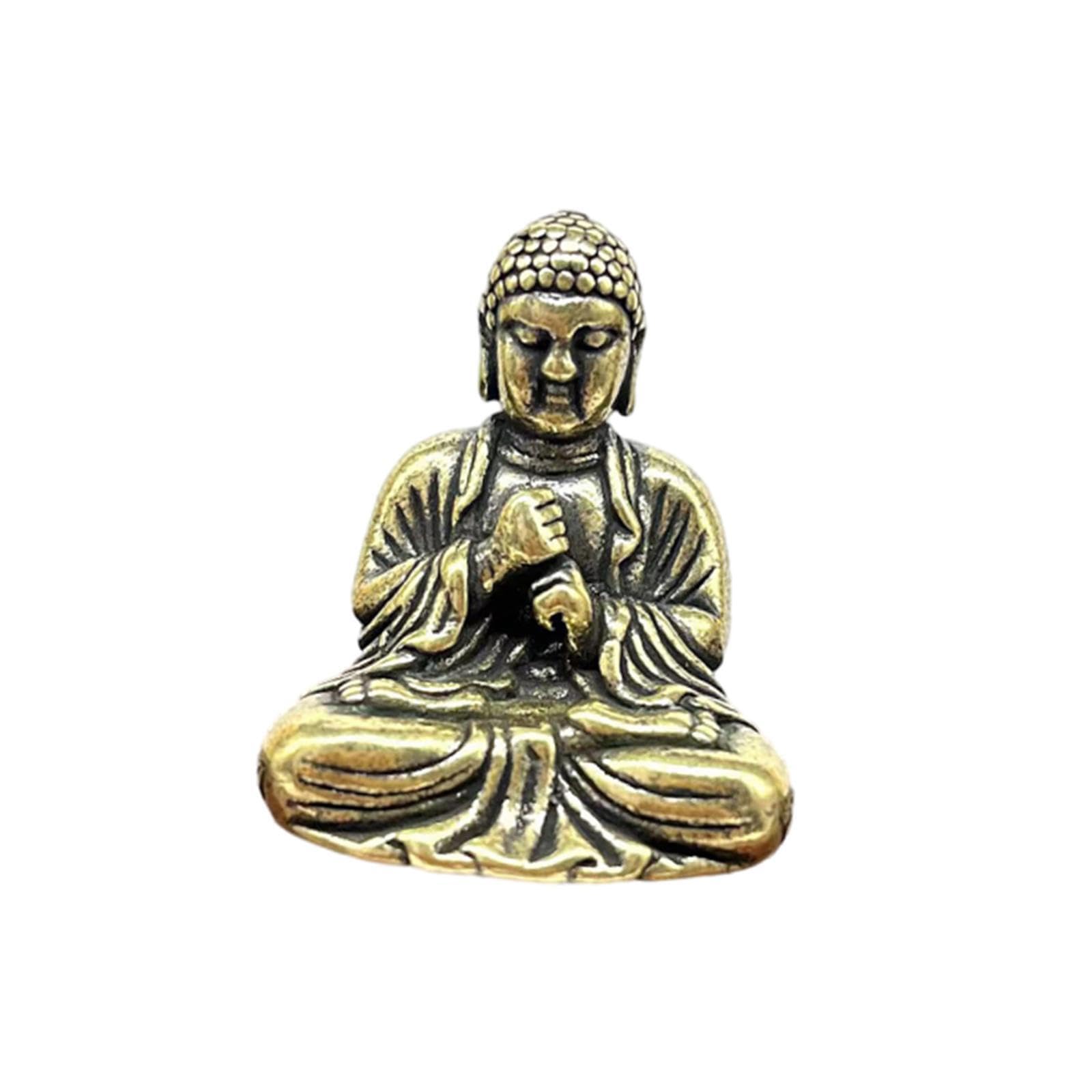 TWISAXC Decorative Mini Brass Buddha Sculpture Small Size Ornament With Fine Craftsmanship Mini Brass Tathagata Buddha Tea Pet Figurine Graceful In Lines, 2.6x3cm