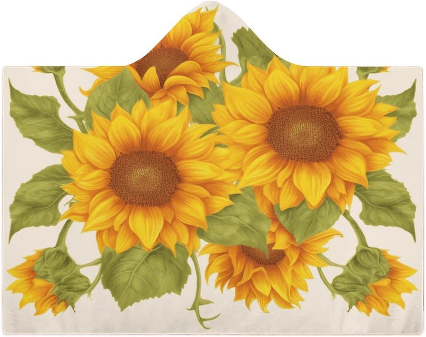 Fresh Sunflower Hooded Blanket Cozy And Functional,Wearable Blanket Hoodie for Women Men,Blanket Poncho Presents50 x60