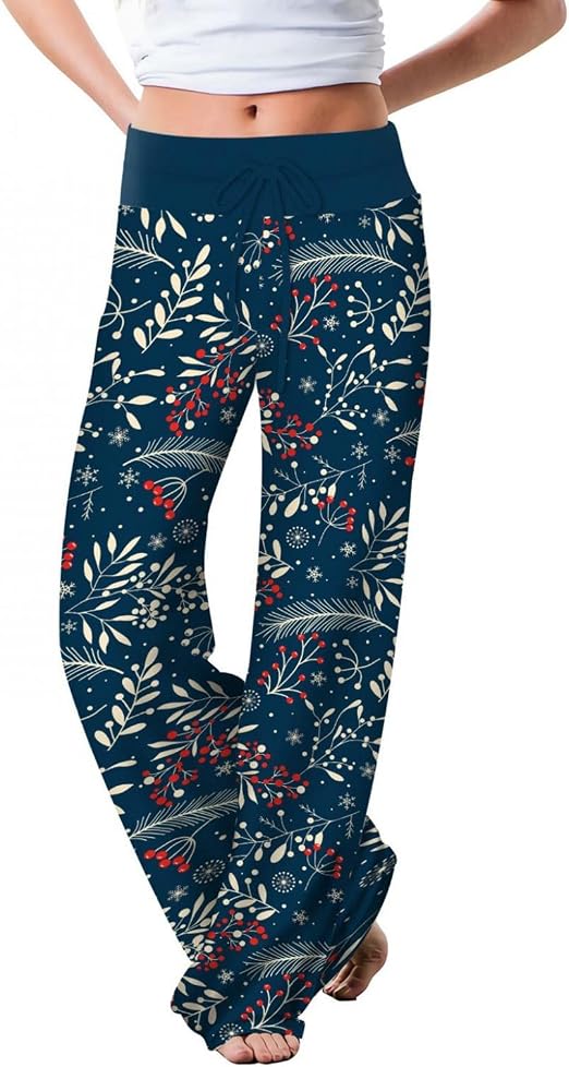 felwors Leggings para mujer, cómodos pantalones de pijama de Navidad  elásticos Palazzo, informales, con cordón, pierna ancha : Ropa, Zapatos y  Joyería - Amazon.com