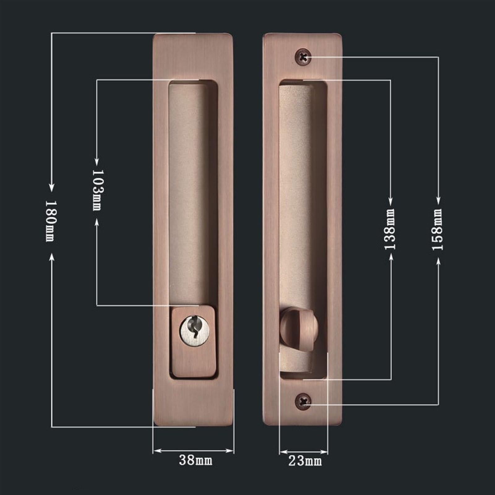 Cerradura de puerta con pestillo de palanca, Juego de manijas de puerta corredera de Patio con llave, manija empotrada Invisible, bolsillo con pestillo for puerta de Hardware de muebles de madera de G