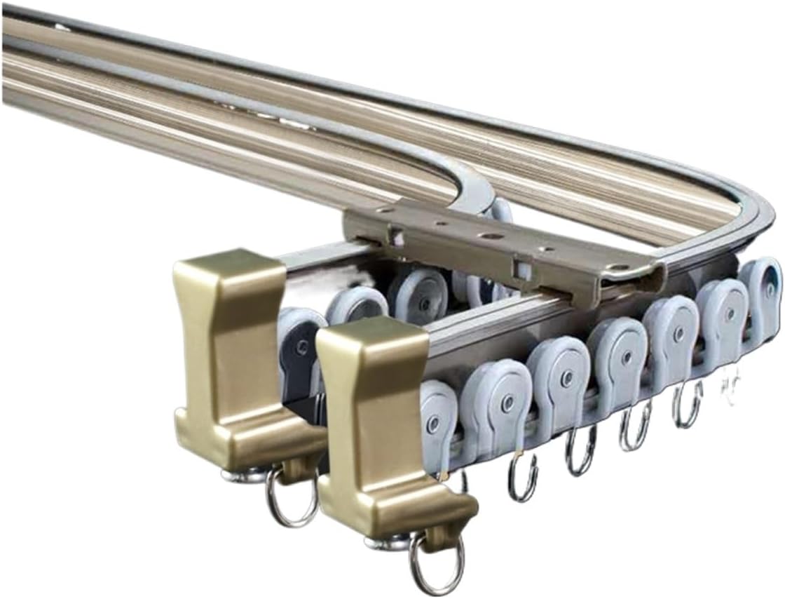 Curtain Rail Track,Curtain Track Aluminum Alloy Curtain Tracks Curve Rail Window Visible Durable Track Silencer Curtains Accessories Bendable Installation (Color : Burgundy, Size : Length 1 meters)