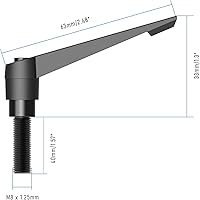Vista 2 de 2 manijas de palanca de sujeción, rosca macho M8 x 1.575 in, cierre rápido ajustable de bloqueo giratorio, perno de tornillo giratorio