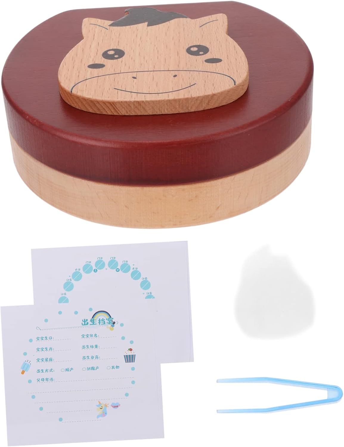 Wooden Baby Tooth Keepsake Box for First Tooth Collection Fetal Hair Holder Small Trinket Organizer for New Parents and Baby Showers