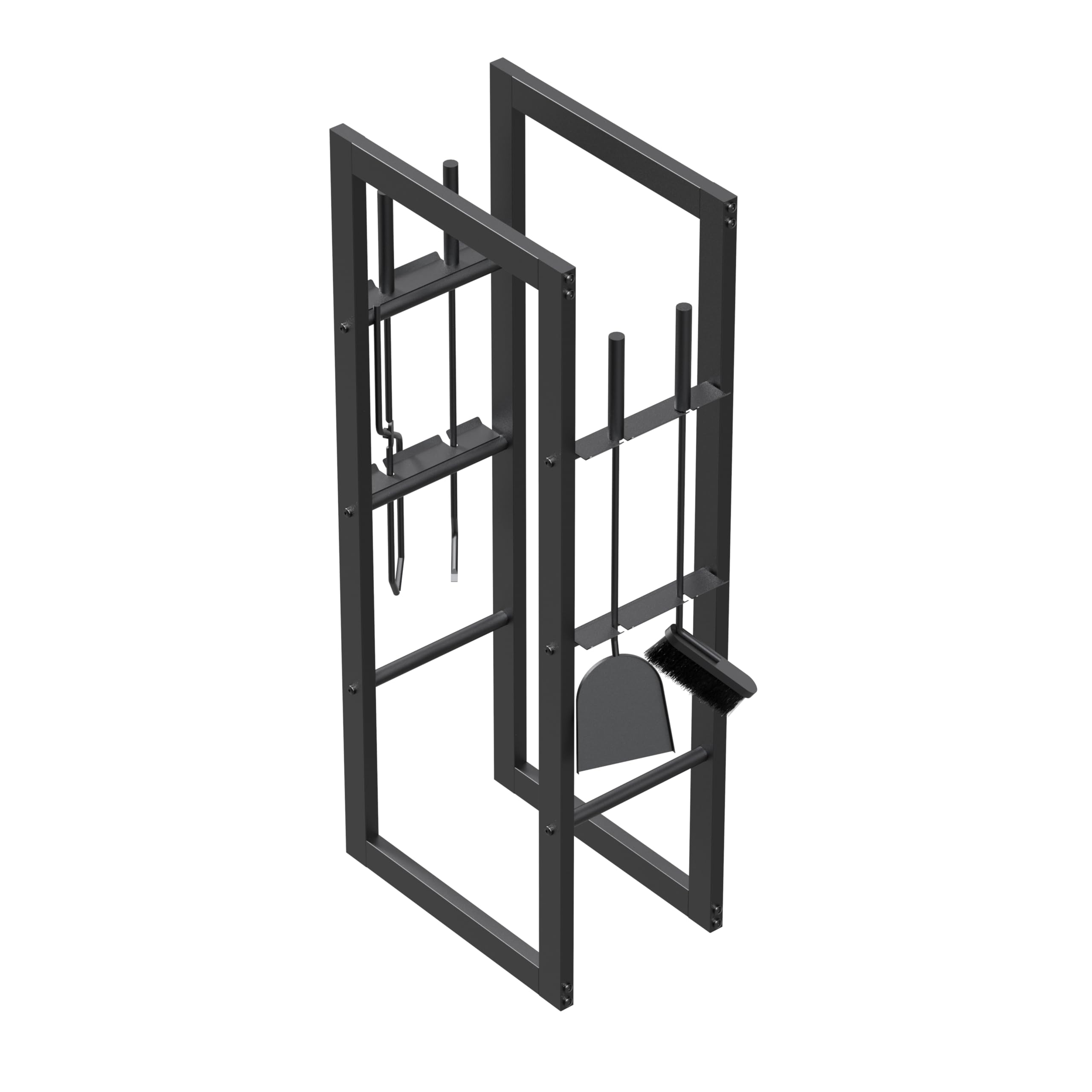 Portalegna da Interno ed Esterno in Acciaio Legato, Scaffale per Legna da Ardere Design Moderno e Minimalista, Supporto Legna Verticale per Camino e Stufa, 100 x 40 x 25 cm, Nero (Modello FWR01)