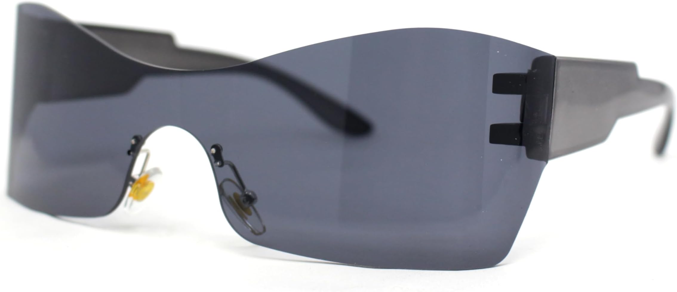 Womens Wrap Rimless Shield Plastic 80s Color Mirror Sunglasses