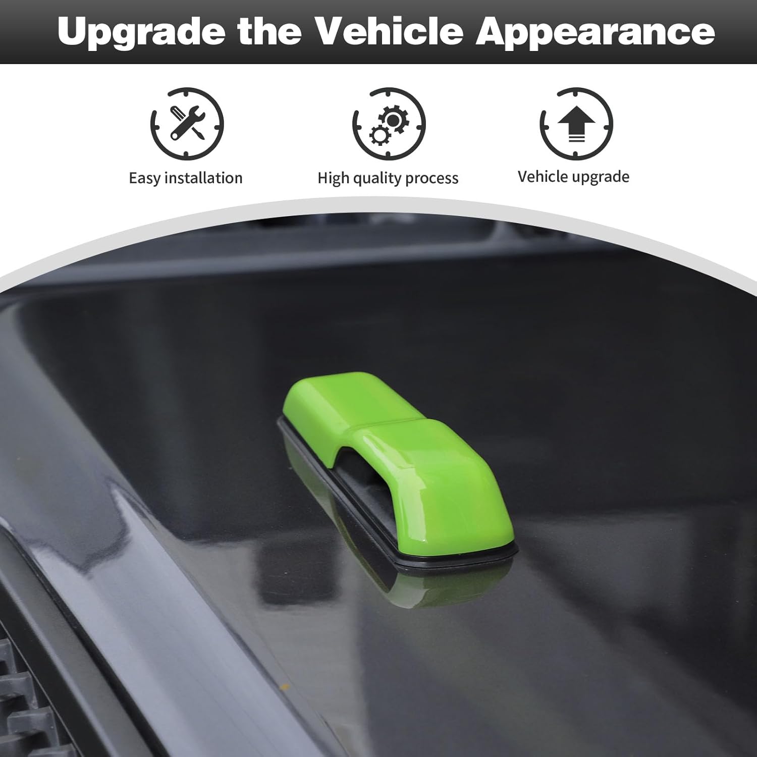CheroCar JL Engine Hood Hinge Cover Decoration Cover Stickers Rec Exterior Accessories for Jeep Wrangler JL 2018 (Light Green)