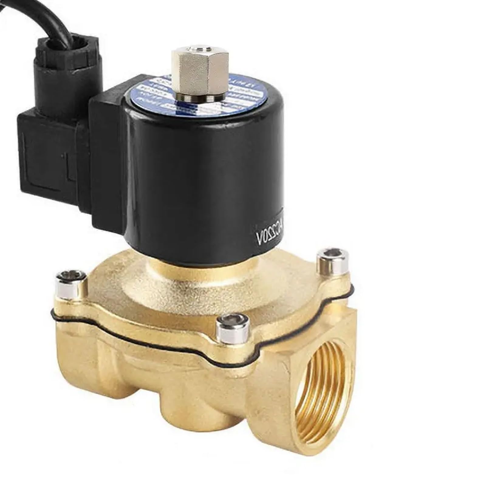 Huuoqiwy 12Vdc-Nbr-Seal 3/8'' 1/2" 3/4'' 1'' 1-1/4'' 2'' Normally Open Fountain Solenoid Valves Brass Waterproof Solenoid Valve 220V 110V 24V 12V(,3/8 Inch)