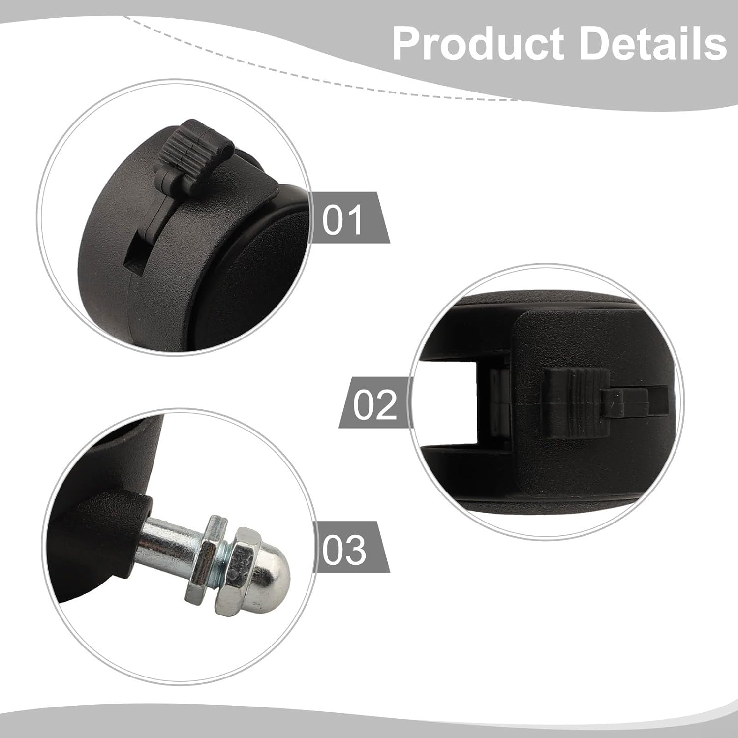 4PCS Electric Heater Wheels Electric Oil Heater Replacement Casters for Mi-DEA and Pi-oneer, Plastic Construction Easy Installation, 40mm x 30mm Wheels,Black(with Brake)