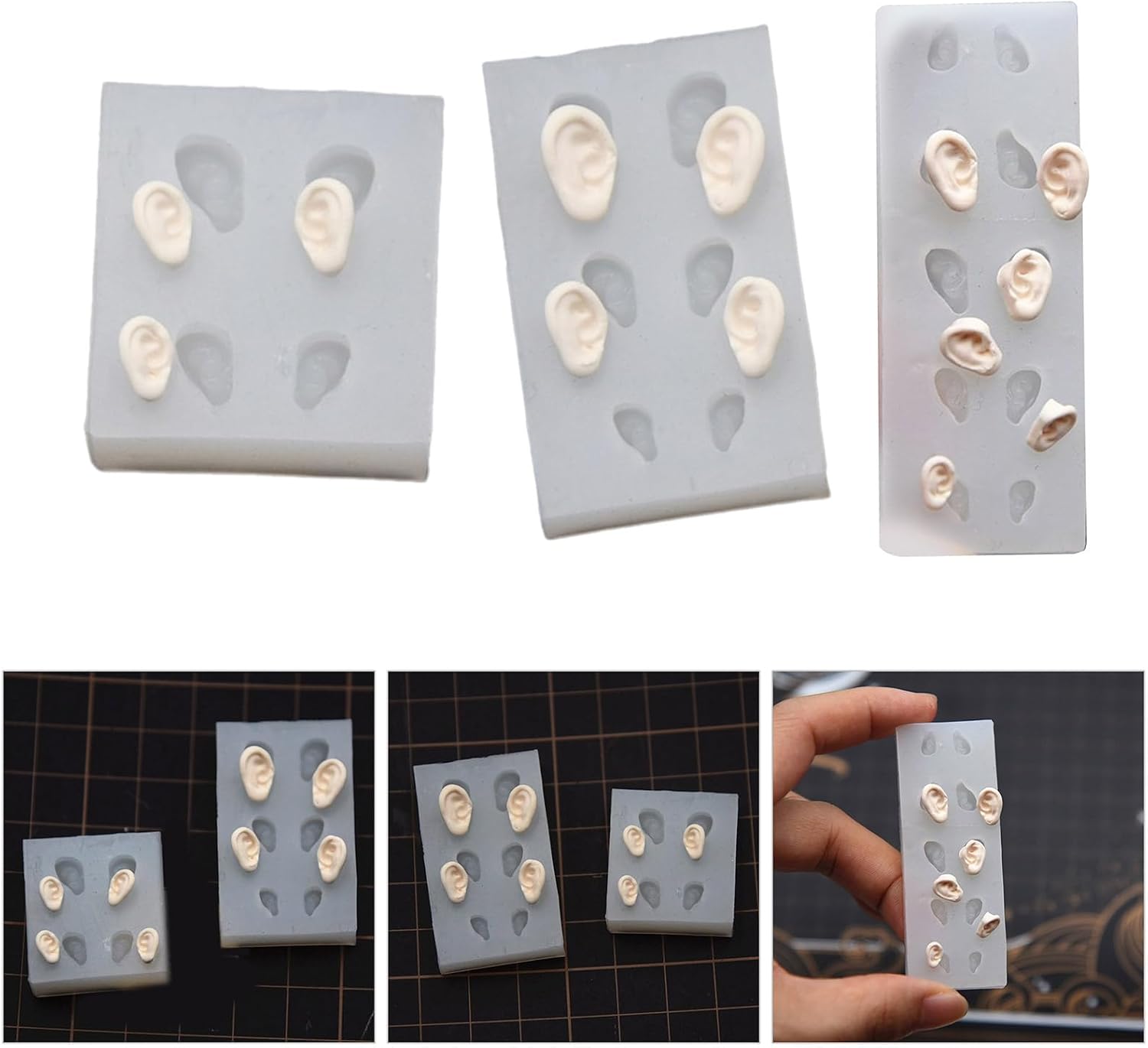 Ear Mold Ear Silicone Mould for Pottery Clay Flexible and Portable Silicone Mould for Crafting Doll Ears Ornament