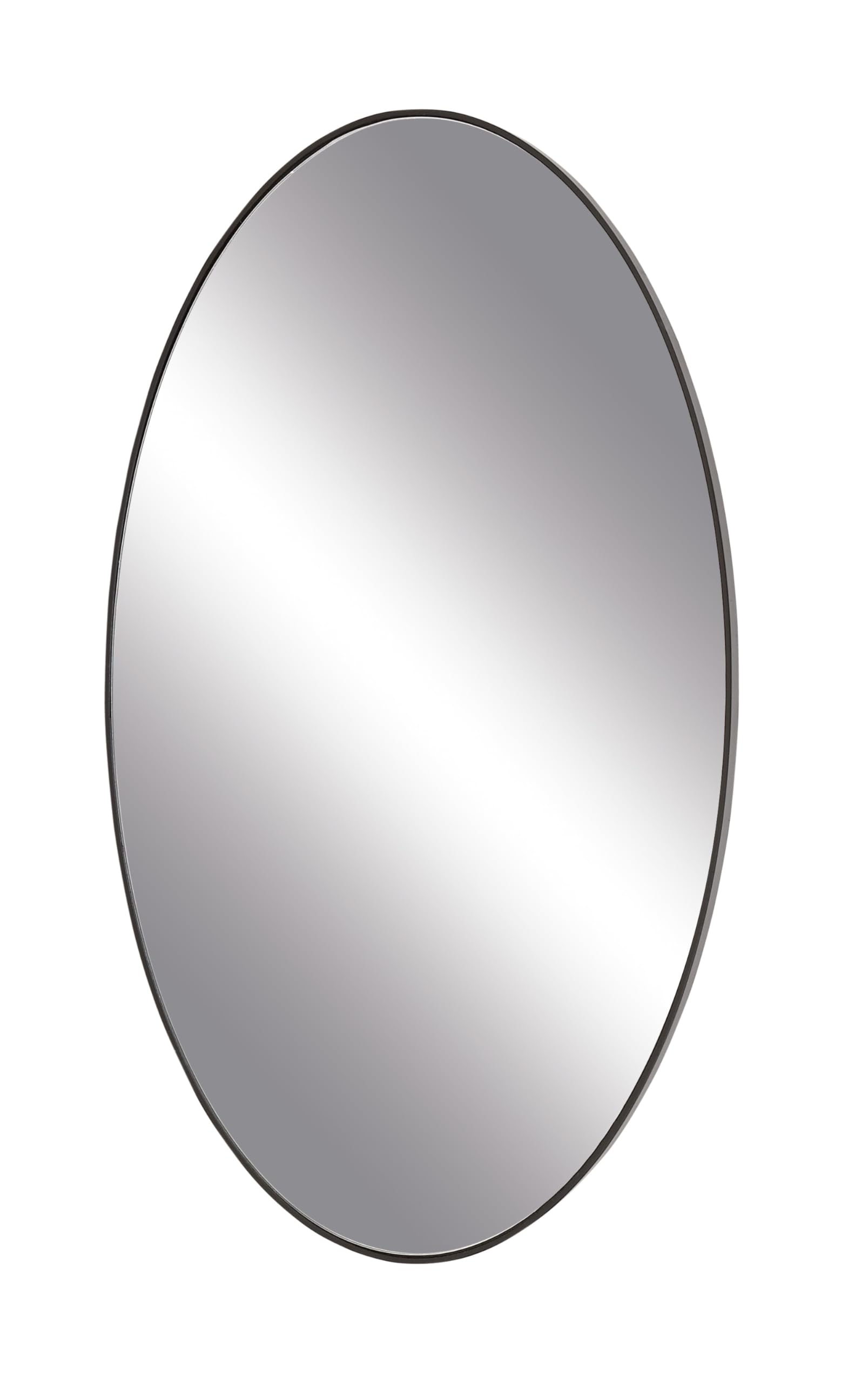 Deco 79 Wood Room Wall Mirror Oval Shaped Entryway Mirror with Thin Minimalistic Frame, Wall Mounted Mirror 18" x 1" x 31", Black