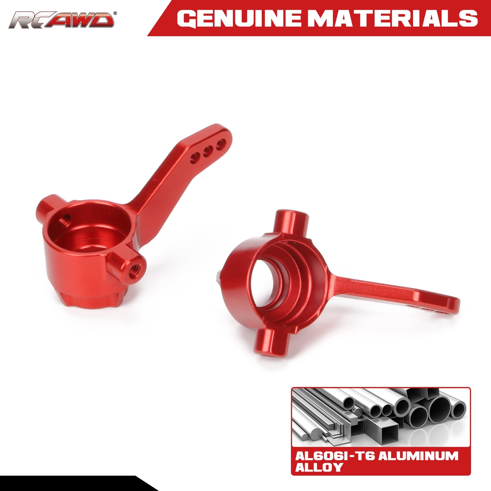 RCAWD Bloques de dirección de aleación para 1/10 ARRMA 3s y Mega550 Vorteks Senton Granite Big Rock Typhon actualizar parte 2pcs/set (rojo)