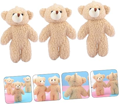 3pcs Adorable Bear Stuffed Doll Keychain Cute Plush Animal Pendants for Bag Charm Home Decor Accessories