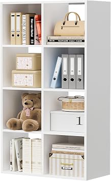 COMHOMA 8 Wood Cube Storage Organizer with Open Back and Removable Back Panels, 11In White Cube Storage Bookshelf, Cubicle Shelf Bookcase for Home Office Bedroom Living Room, Vertical or Horizontal