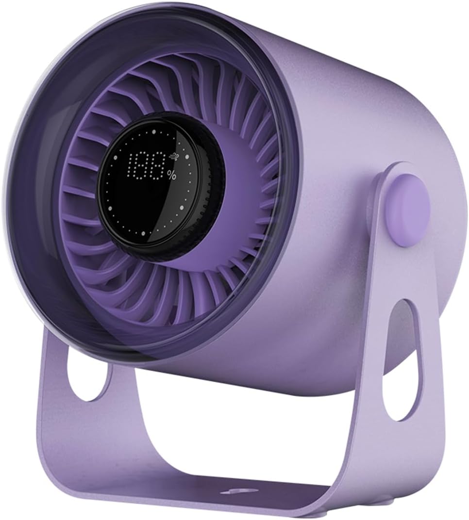Advanced Desktop Fan with 100-Speed Infinite Variable Control,Portable Fan Rechargeable with 3D Circulating Wind,small fan with LED Display, and Wall-Mountable Design (Violet)