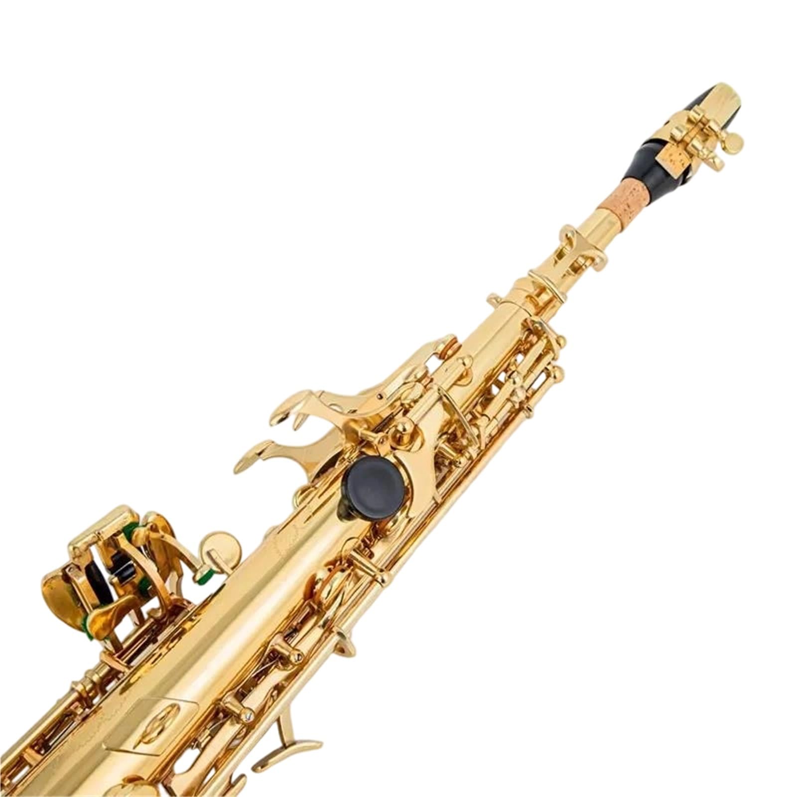 Saxofones Profesionales Saxofón Soprano Plateado con Llave Dorada, Estuche, caña y Tubo de tudel,2