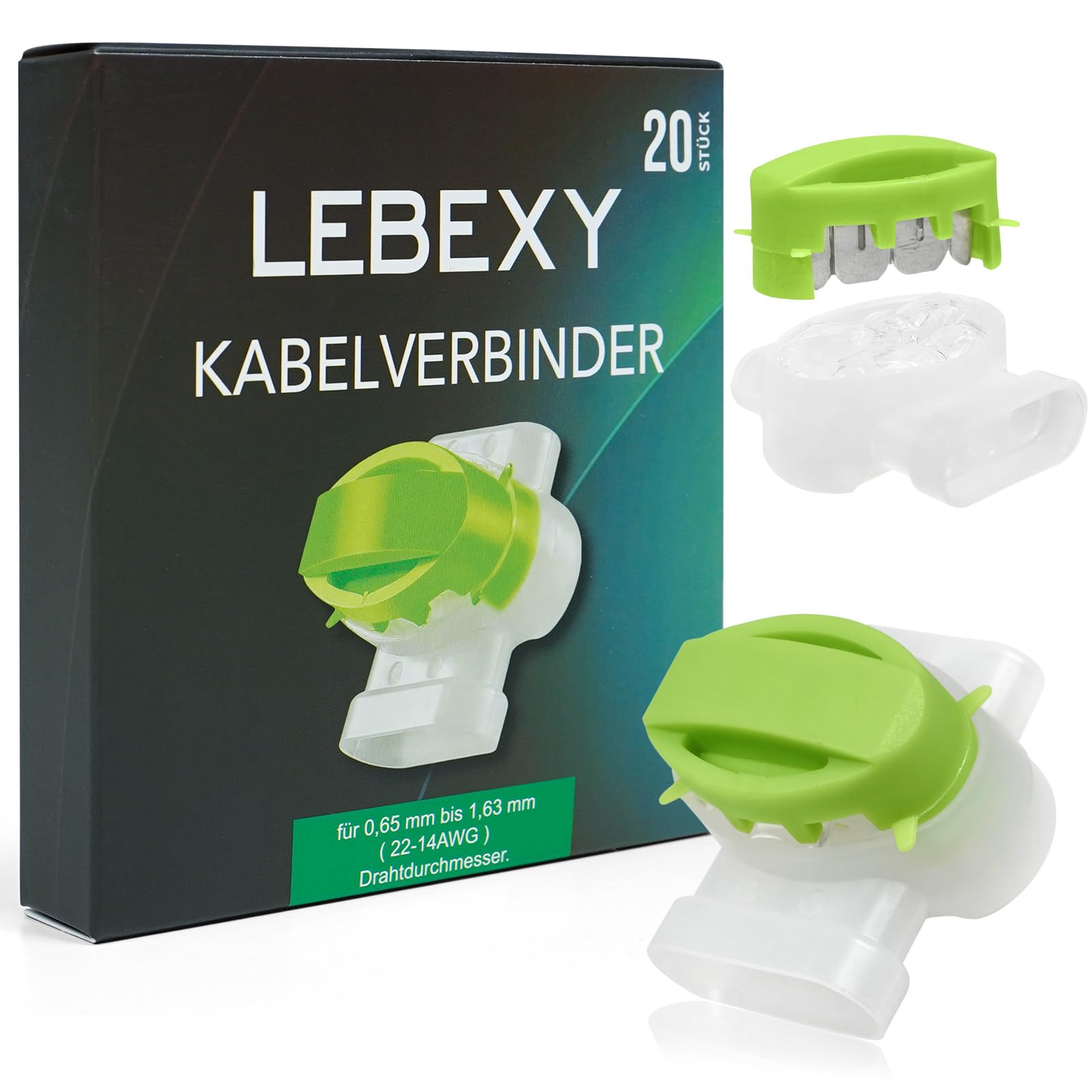 LEBEXY Kabelverbinder 20 Stück für Mähroboter, Wasserdicht Anschlussklemmen Kabelklemmen, Verbindungsklemmen Kabel Draht Verbinder mit Gel Füllung für Rasenroboter Rasenmäher Automower (Grün)