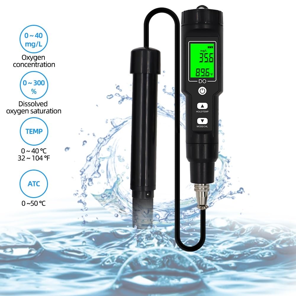Digital Dissolved Oxygen Meter 0.0-40.0 Mg/L Waterproof ATC 0.0-300.0% DO Tester DO9100 Water Quality Oxygen Detector