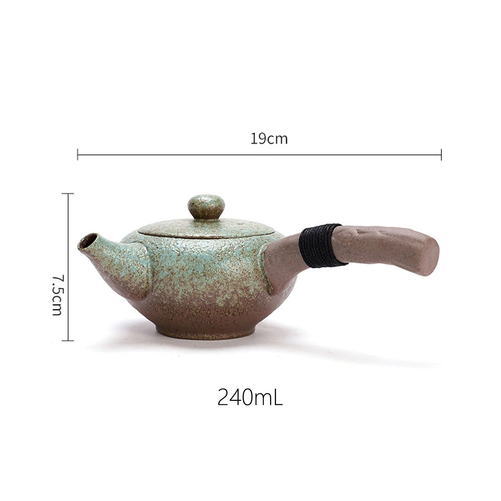 Théière japonaise en céramique, service à thé Kung Fu en céramique avec poignée latérale, théière traditionnelle en porcelaine faite à la main, grande théière for thé en vrac, infuseur à thé(Green)