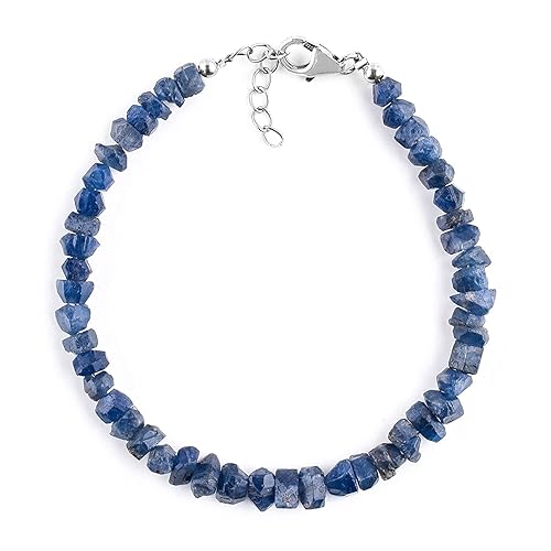 Vista 2 de Natural Raw Gemstone Full Beads Rough Stones Choker Bangle Bracelets Jewelry for Women, Birthstone Crystals and Healing Stones, Rhodium Plating 925