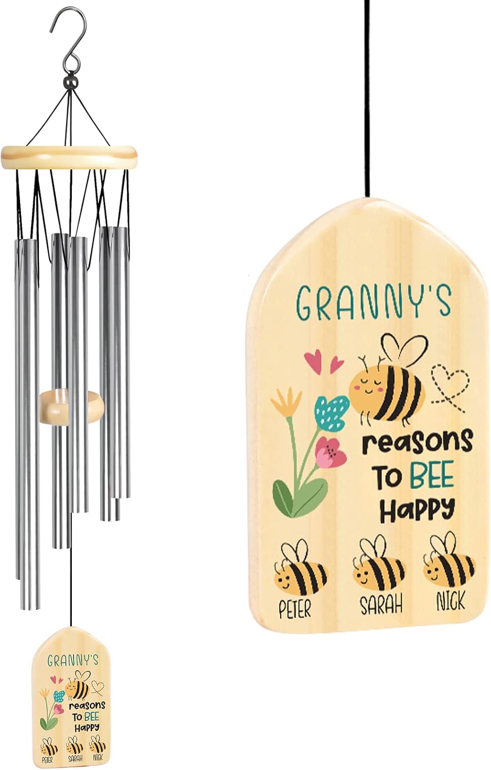 Jocidea Personalized Granny Gifts Wind Chimes, Gifts for Granny, Grandma Gift, Perfect for Mother's Day, Birthdays, Thanksgiving, Valentines Day or Christmas