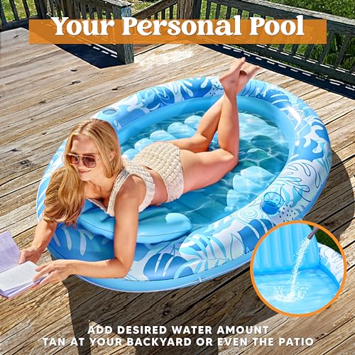 image for Sloosh Inflatable Tanning Pool Float Lounger, 70