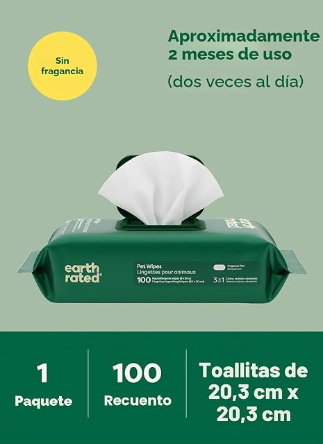 Foto 8 de 8 de Earth Rated - Toallitas Earth Rated para perros sin perfume 100 uds
