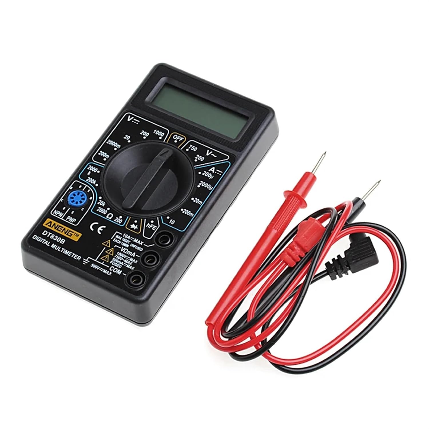 1SET LCD Digital Multimeter AC/DC 750/1000V Digital Mini Multimeter Probe for Voltmeter Ammeter Ohm Tester Meter Voltage Current (Color : Black)