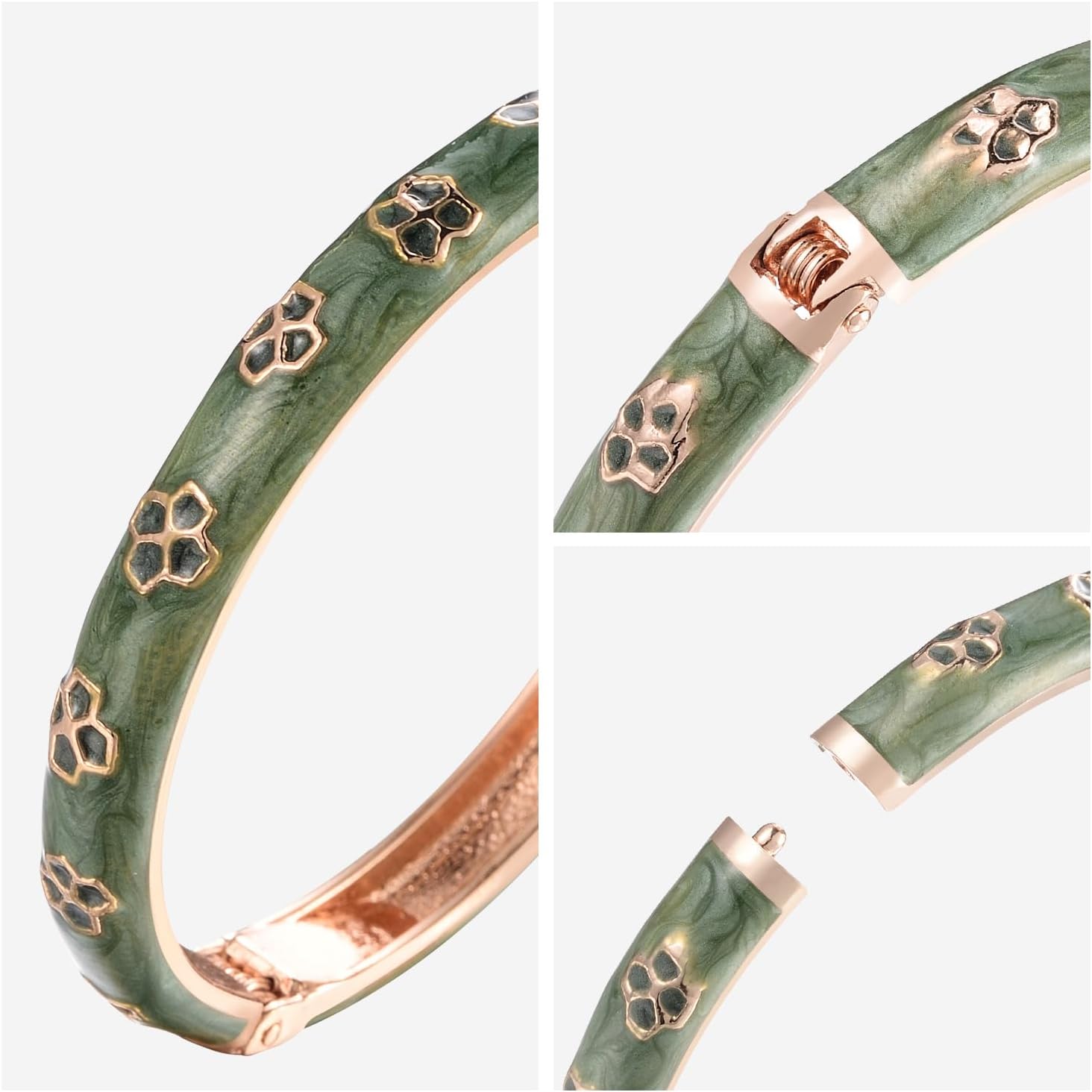 UJOY Vintage Bracelet Colorful Cloisonne Women Hinged Bangles Enameled Bracelets Jewelry Gifts 55A44 - Image 4