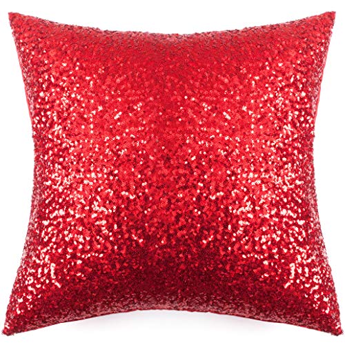 Kevin Textile Christmas Decorative Glitzy Sequin & Comfy Satin Solid Throw Pillow Cover