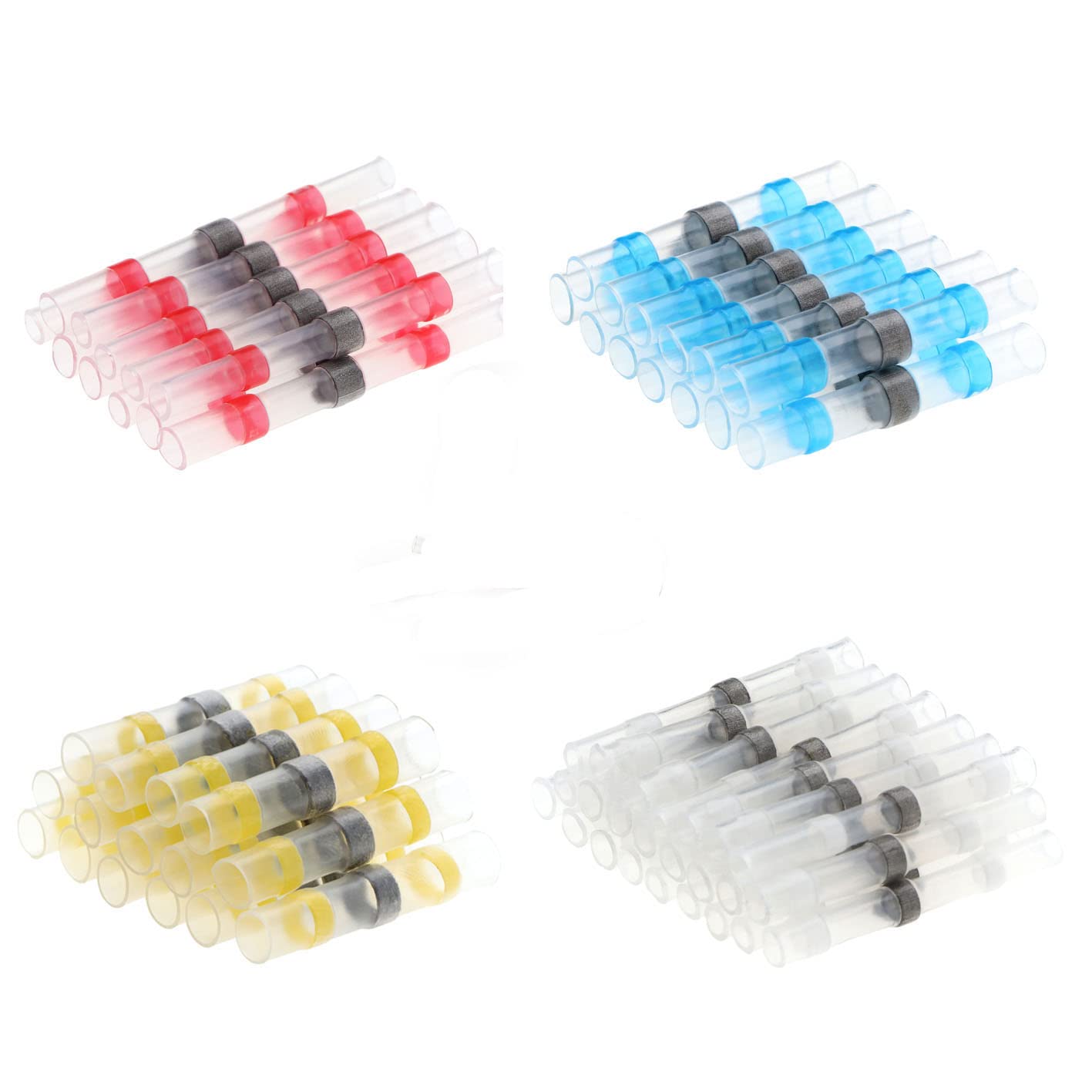 ZDVHOMCB 250pcs Solder Seal Wire Connectors Heat Shrink Solder Butt Connectors Kit Insulated Solder Butt Crimp Connector Soldering Ring
