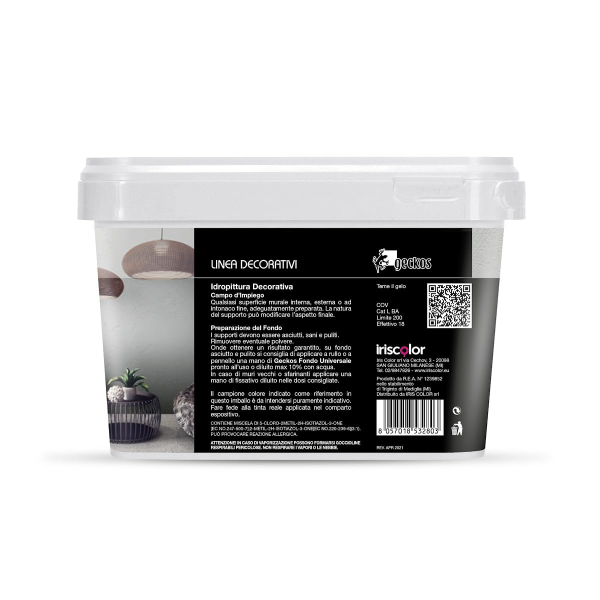GECKOS Pittura Decorativa per Interni Effetto Cemento 2 LT Vernice Murale Pronta all’Uso per Pareti Finitura Cemento Facile Applicazione Ideale per Soggiorno E Camera Da Letto