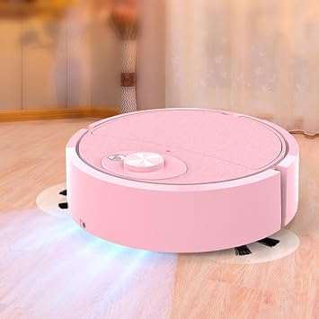 Mini Cleaner Sweeping Robot Super Suction Low Noise One Start Rechargeable Vacuum Cleaner Sweeping Mopping Robot Memory Multiple Cleaning Modes Pink One Size