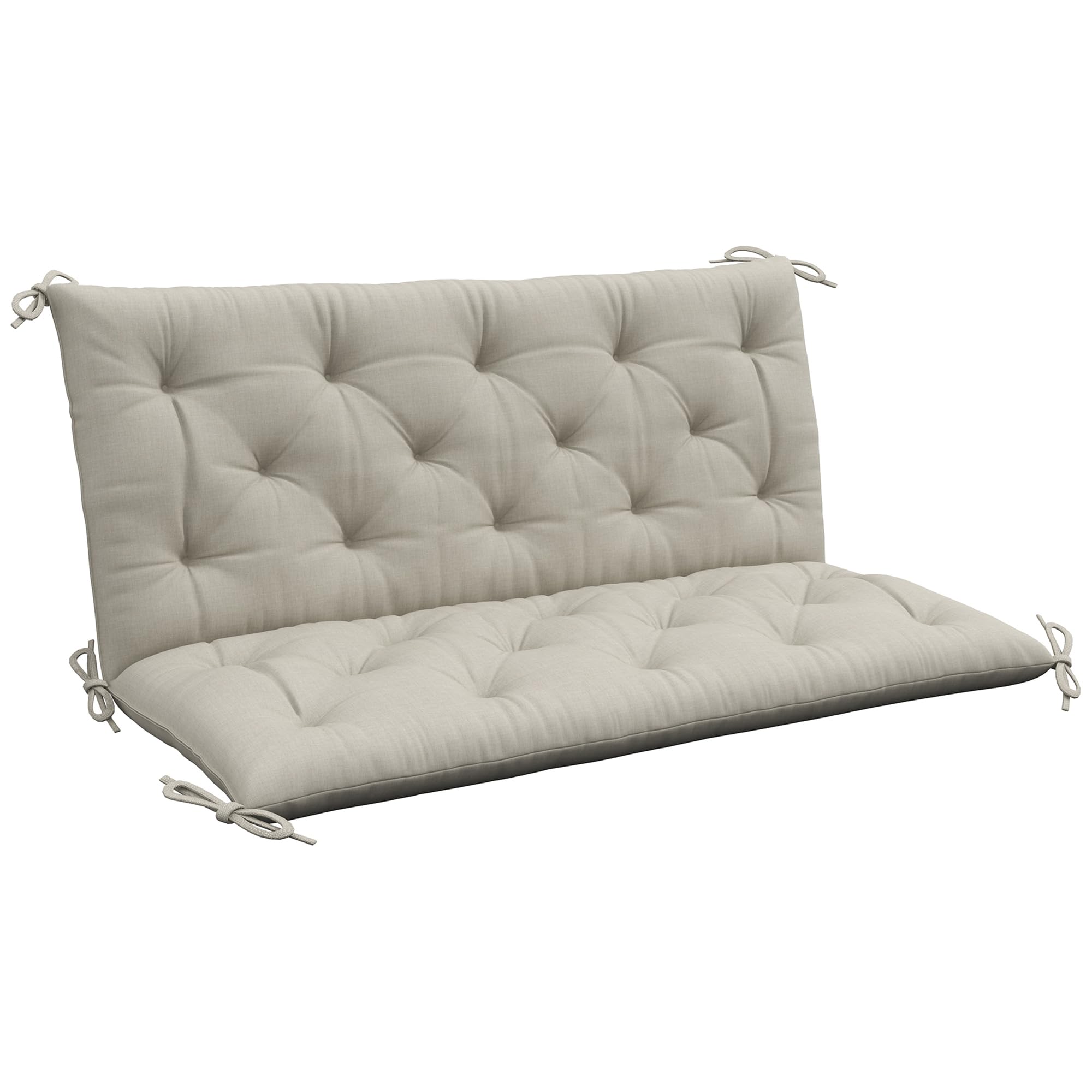 Outsunny Unisex Light Grey Garden Bench Cushion, Seat Pad With Ties In