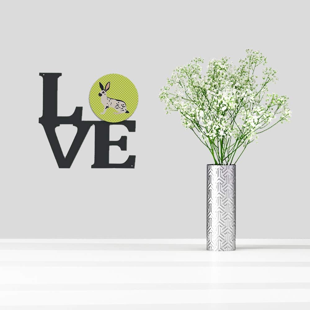 Caroline's Treasures BB7787WALV English Spot Rabbit Green Metal Wall Artwork Love Indoor Outdoor Art Decor Patio, Bathroom, Kitchen Colorful Aluminum and Black Steel Sculpture