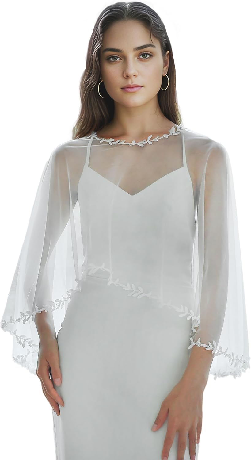 Tulle Bridal Shawl Elegant Bridal Cape Wedding Dress Cover Up for Wedding Party Dress