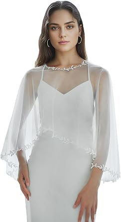 Tulle Bridal Shawl Elegant Bridal Cape Wedding Dress Cover Up for Wedding Party Dress