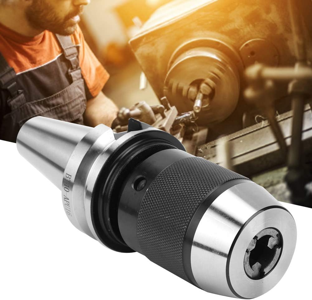 BT40 Drill Chuck Tool Holder, Integrated Self Tightening Carbon Steel CNC Tool Holder for Milling Machine, with Easy Quick Installation and 0.15 Accuracy (BT40-APU16)