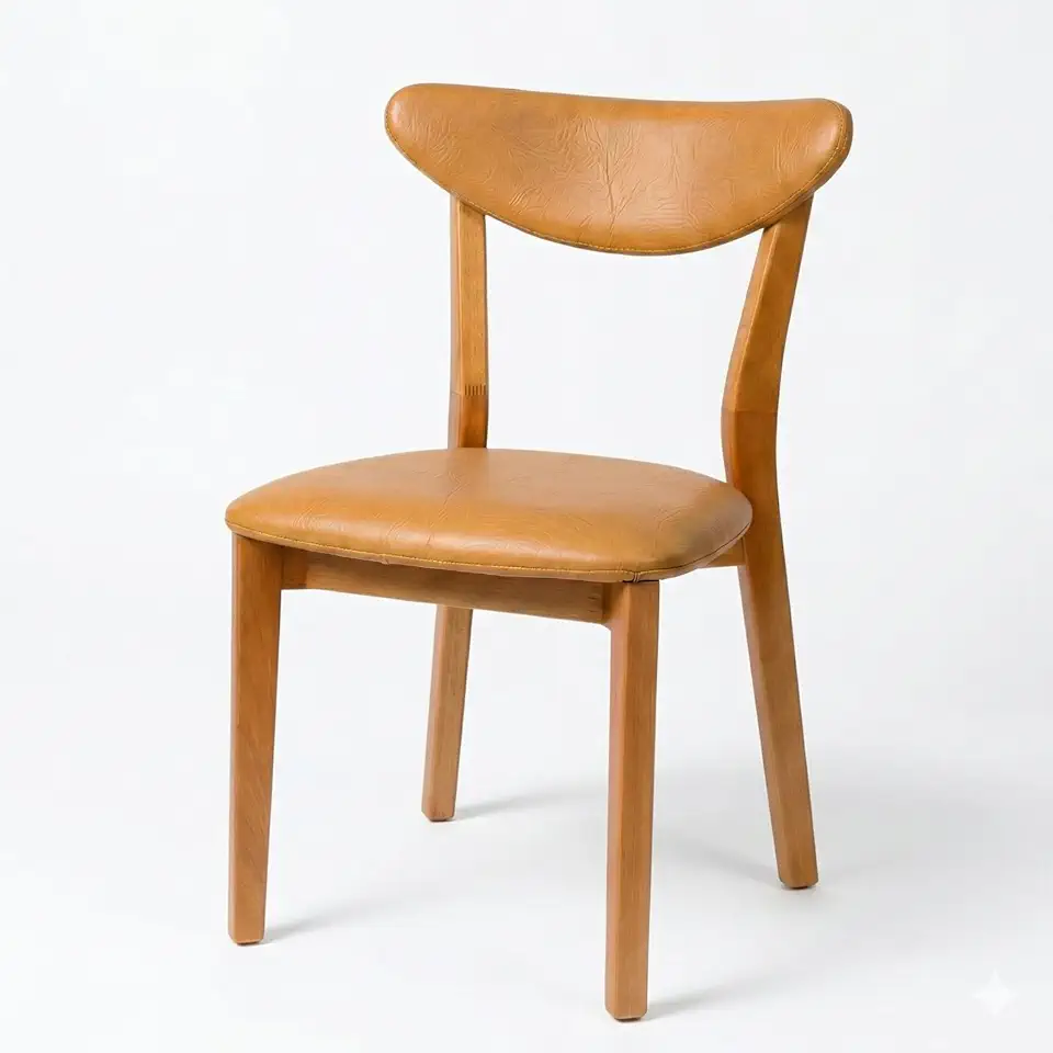 Cadeira de Jantar Madeira Maciça Estofada Premium Confortavel Espuma D24 Ergonimica Floripa (Mel Courino Caramelo)