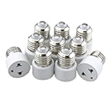 Rextin 10 pcs Adapter E26 to Polarized Outlet Bulb Holder Socket Converter,Standard Medium E26 Base Light Bulb to 2 Prong Outlet Plug Splitter Converter (Outlet with Indicator 10pcs)
