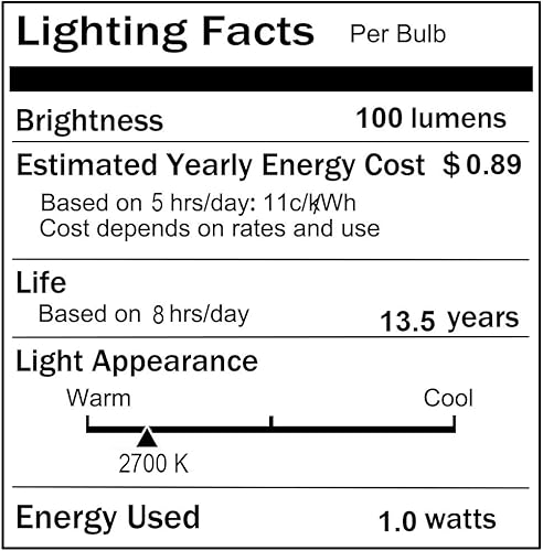 Miniatura 7 de Jslinter Paquete de 25 bombillas LED S14 de 1 W para exteriores, inastillables e impermeables, certificación UL, blanco suave de 2700 K, equivalente