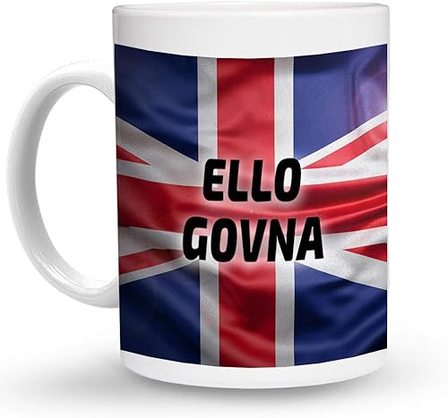 Makoroni - Taza de café grande de cerámica con bandera británica de Inglaterra británica ELLO GOVNA de 15 oz # 15