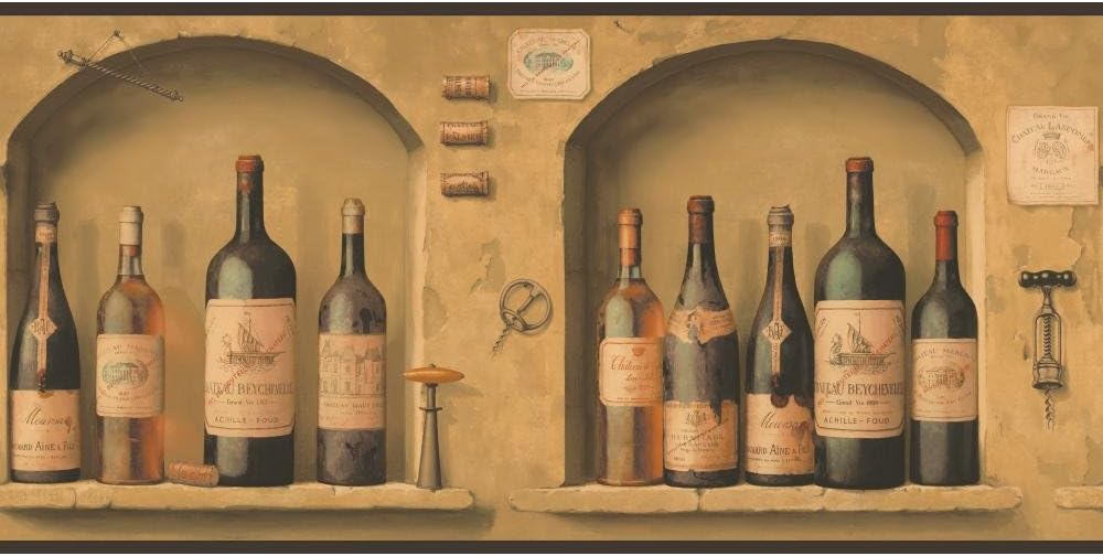 York Wallcoverings NV9652B Border Portfolio II The Wine is Fine Wallpaper Border, Browns