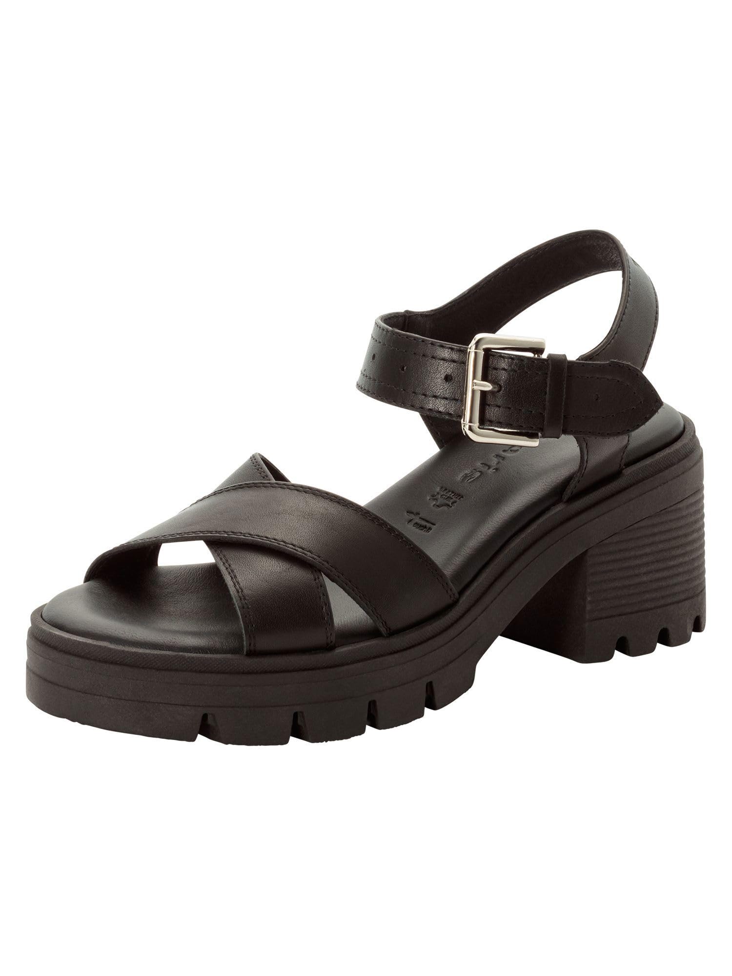 Tamaris Women’s sandal with block heel leather black 6.5 UK